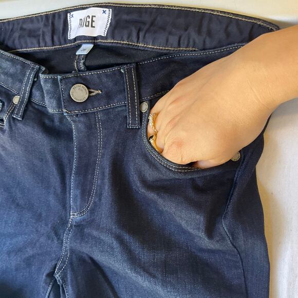 Paige Women Skyline Skinny Jeans size 28 Dark Blue Mid Rise Stretch Boot Cut - Picture 7 of 11